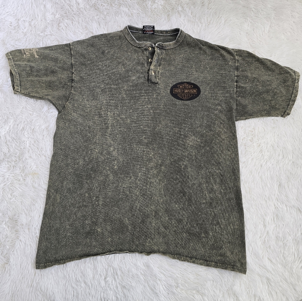 Vintage 90s‎ Harley Davidson Green Acid Wash Made In USA Men's XXL